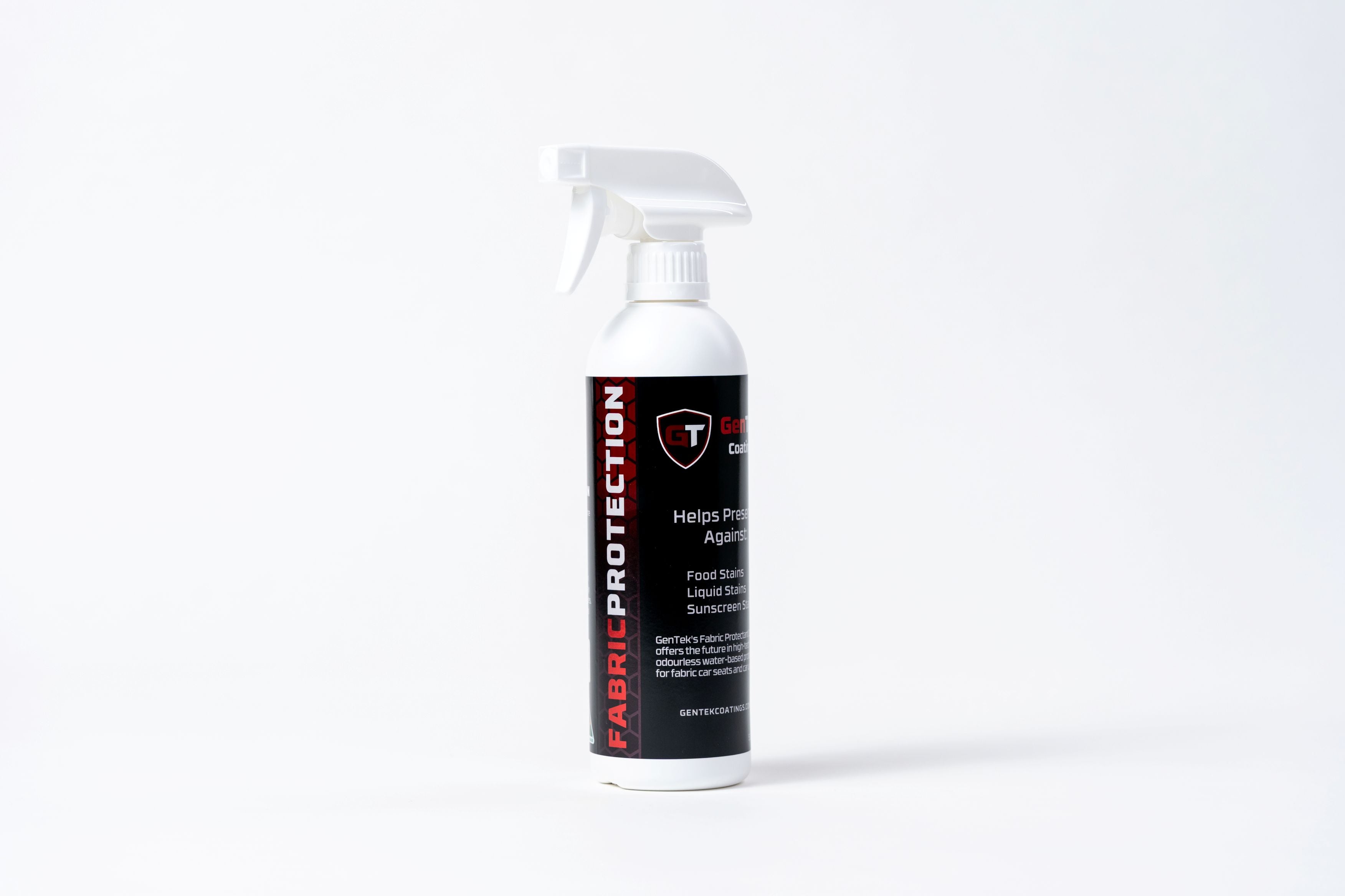 GenTek fabric protection spray for helping protect car seats and interior upholstery from stains.