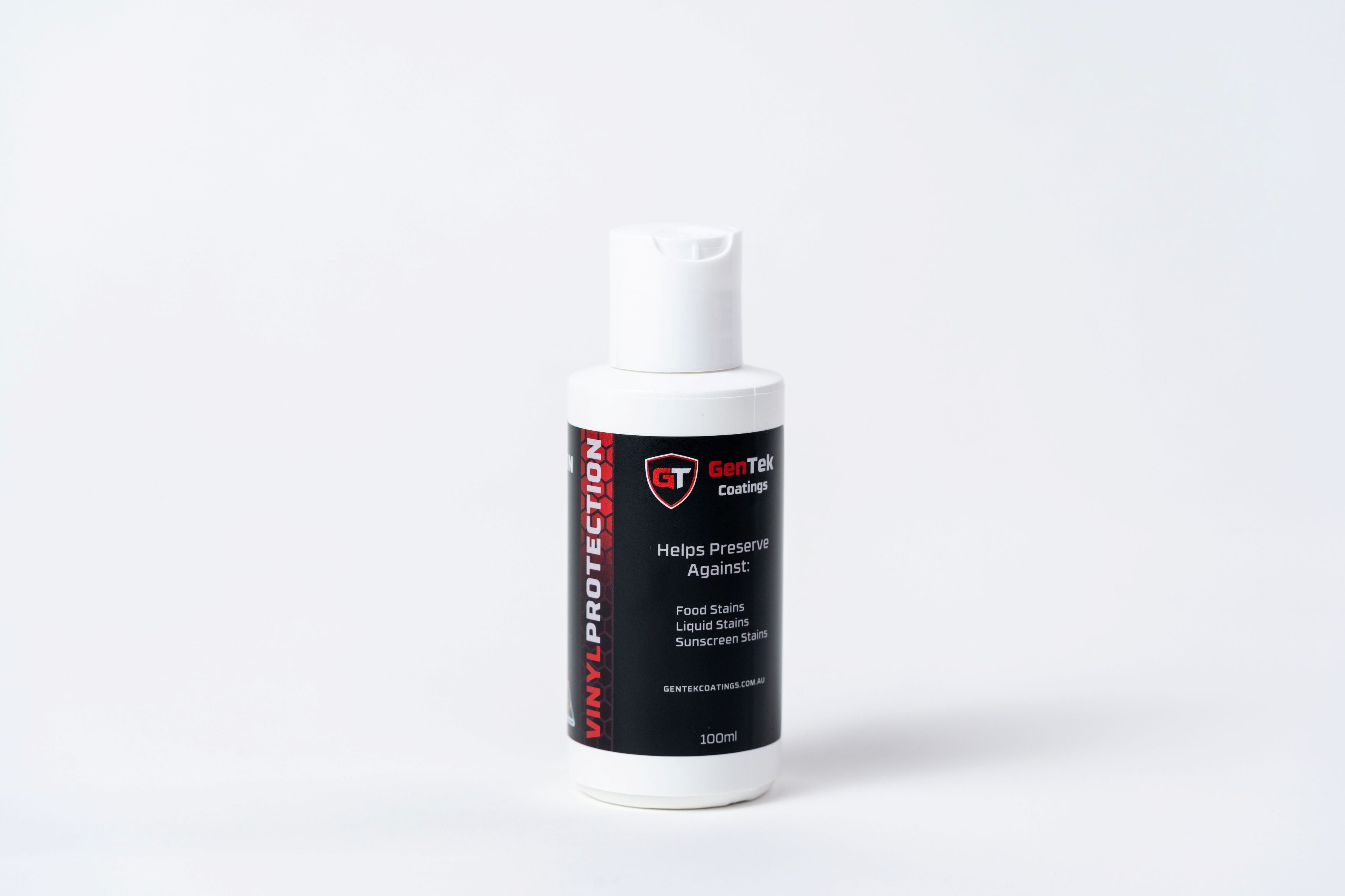 GenTek vinyl protection coating for helping protect car interior surfaces from food, liquid and sunscreen stains.