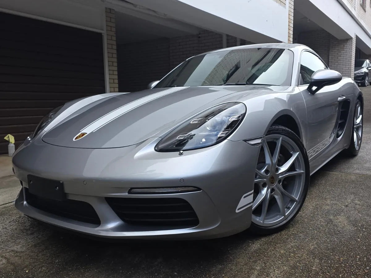 Silver Porsche 718 Cayman after coating